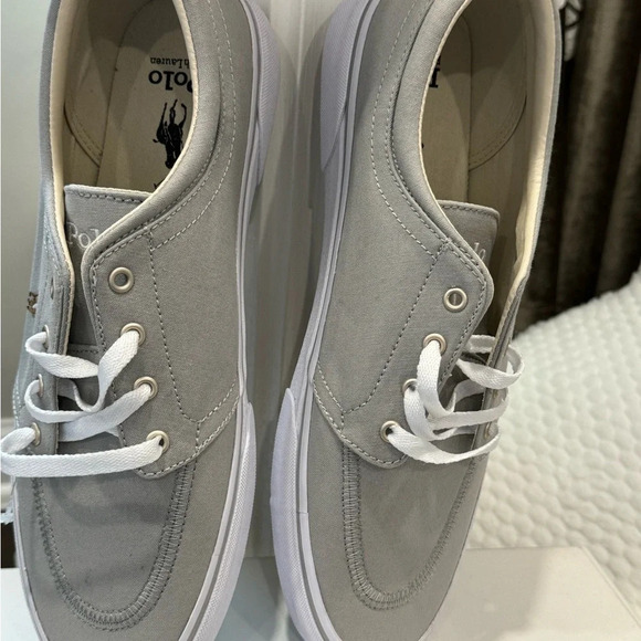 POLO RALPH LAUREN men Canvas Boat Shoes Gray Brown Pony Sz: 11 - Picture 10 of 14